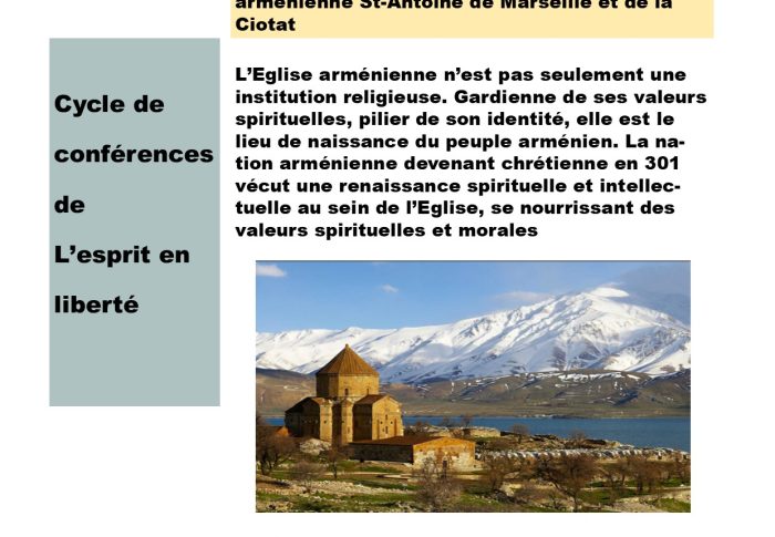 Mardi 4 février, à 19h à la Chapelle des Minimes, Eglise apostolique arménienne, une des plus anciennes église chrétienne au monde