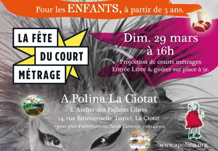 Dimanche 29 mars, à partir de 16h à l&rsquo;Atelier A.Polina, projection de courts métrages pour enfants